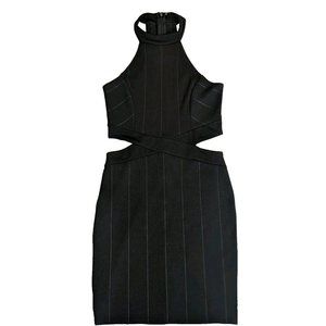 Boohoo Womens Bodycon Mini Dress Black Sleeveless Halter Neck Stretchy  Sz 6